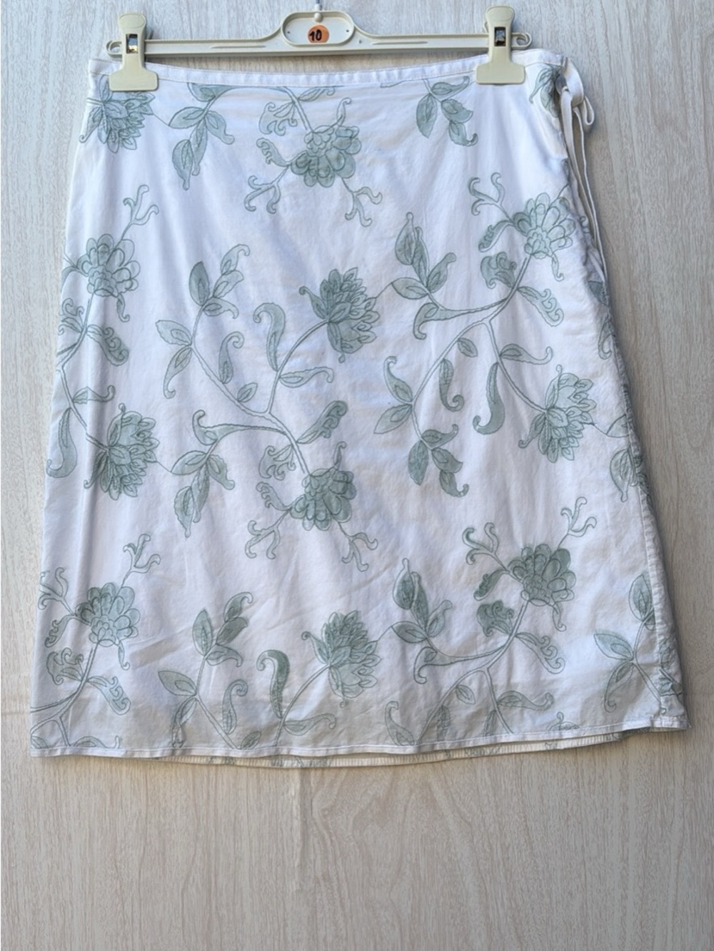 Max Studio White Skirt with Sage Green Floral Print